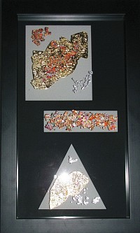 2011 le trio inséparable feuille d'or, argent, cuivre sous verre 275 euros